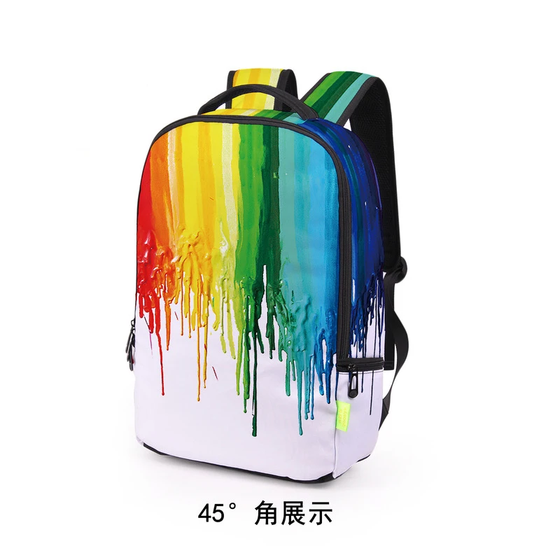 

Creative new style of undergraduate fashion 3D ink-splashing graffiti colorful eye schoolbag waterproof tourist Backpack