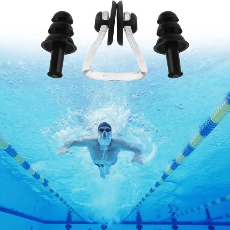 Swimming Earplug Nose Clip Watertight Set Kit Sports Fitness Swimming Pool Accessories Nasal Splint Ear Plugs
