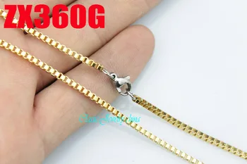 

with silver white parts golden color 2mm box chain stainless steel necklace fashion Jewelry man male women lady ZX360G