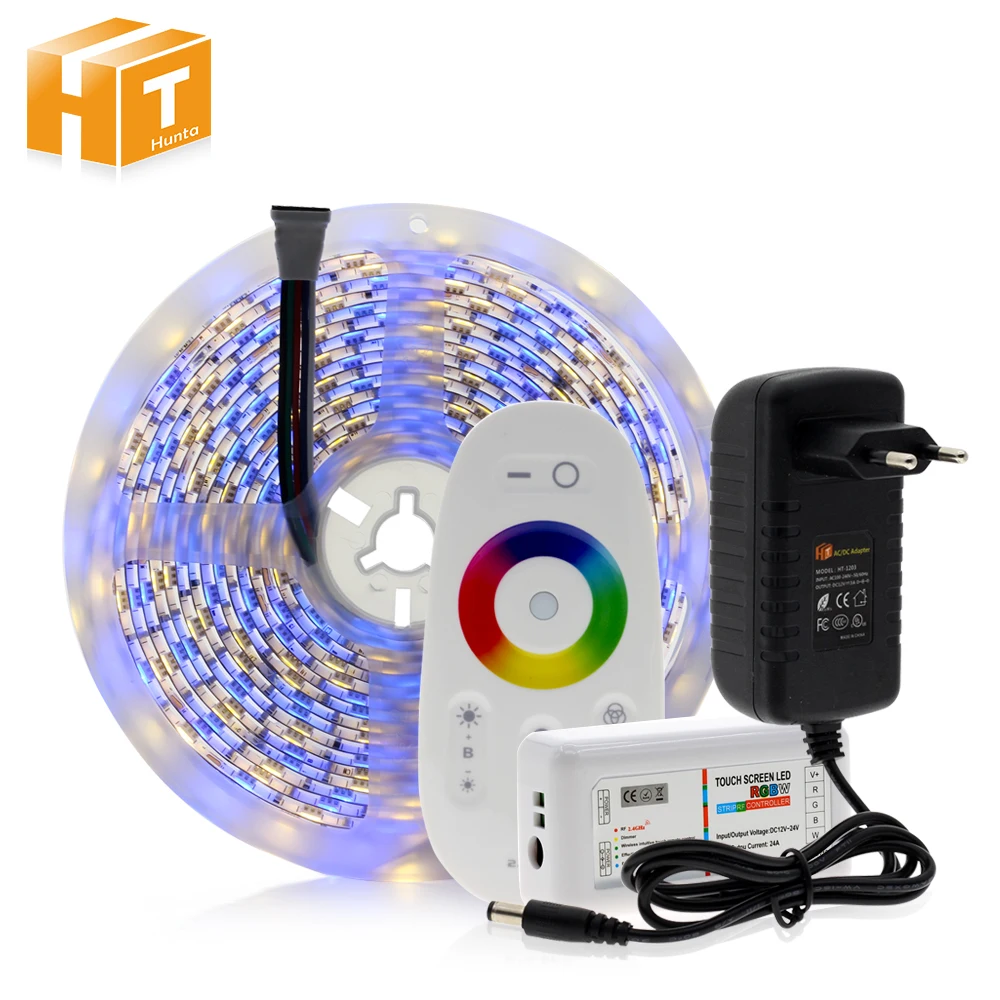 preço Tira CONDUZIDA 5050 5 m RGB RGBW 60 RGBWW 120leds m Decorações Home + 2.4g Toque controle Remoto + 3A 12 v fonte de Alimentação