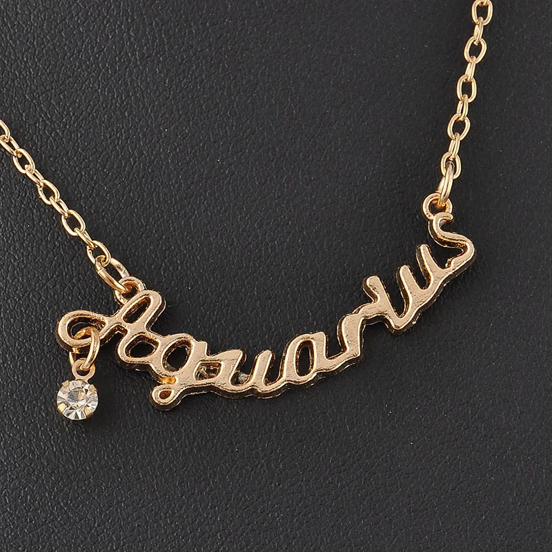 

New Arrival Crystal 12 Zodiac Necklace Jewelry Zinc Alloy Infinity Choker Necklace For Women Wholesale P1114