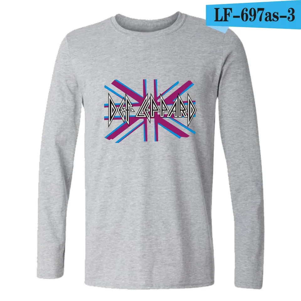 Новинка xxs 4xl Def Leppard рок группа футболка с длинными рукавами для мужчин Slim Fit футболки и хип хоп Футболка мужская брендовая в футболках - Цвет: gray