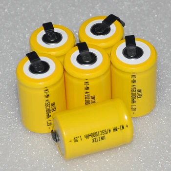 

12-20pcs Sub C 4/5SC 1.2V rechargeable battery 1800mah 4/5 SC ni-mh nimh cell with welding pins tab for electric drill