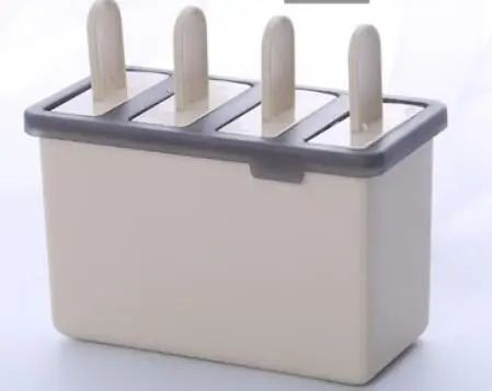 Замороженные Popsicle отливает держатель 4 полости леденцы Лед Поп Плесень чайник лоток инструмент с Пластик палочки Главная DIY Форма для мороженое - Цвет: Бежевый