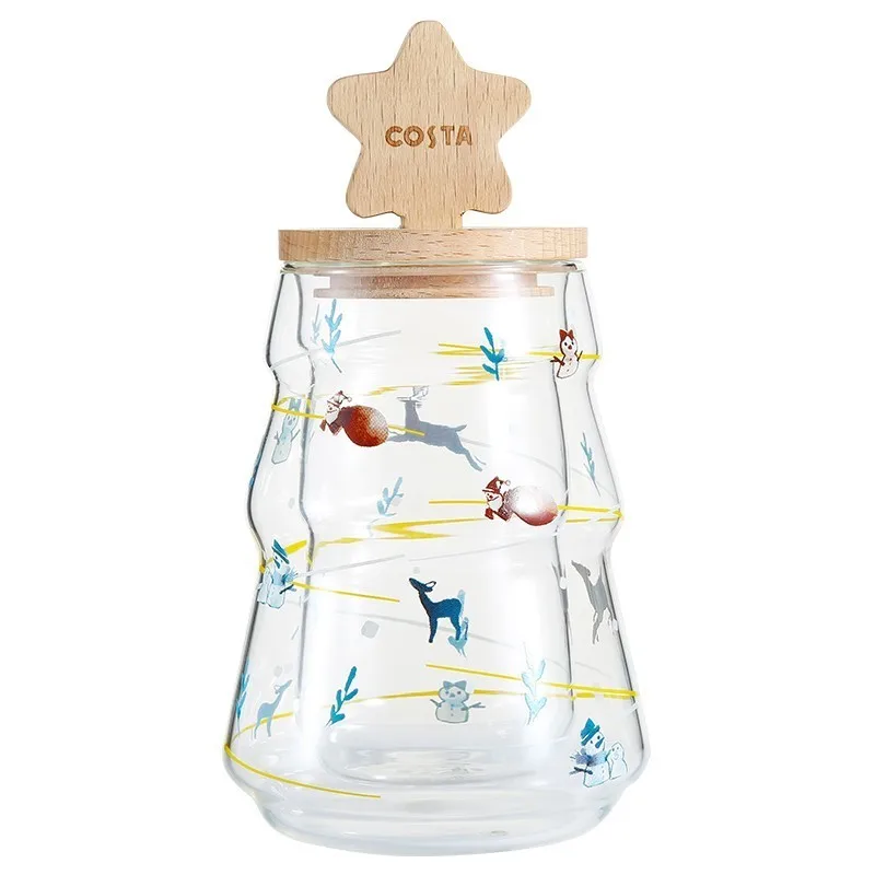 Рождественская кружка COSTA Limited Edition с крышкой из натурального дерева двойными