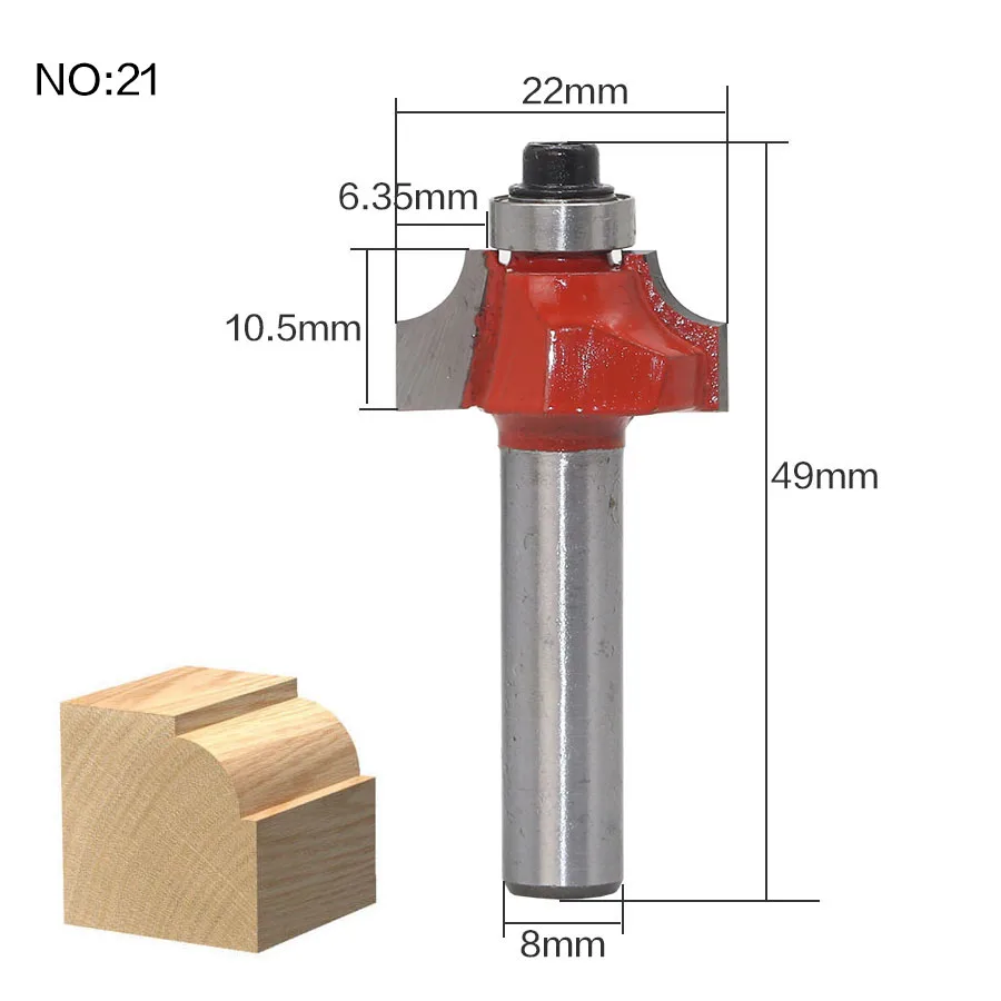 1 шт. 8 мм хвостовик древесины фрезы прямой концевой фрезы триммер очистки заподлицо отделка угловая круглая бухта коробка биты инструменты фрезерные Cutte - Длина режущей кромки: NO21