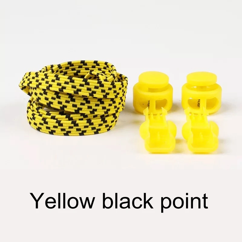 Yellow black point 1 пара шнурков без шнурков эластичные кроссовки с шнурками для детей и взрослых быстрые шнурки растягивающиеся шнурки 17 цветов плоские шнурки корзины - Цвет: Yellow black point