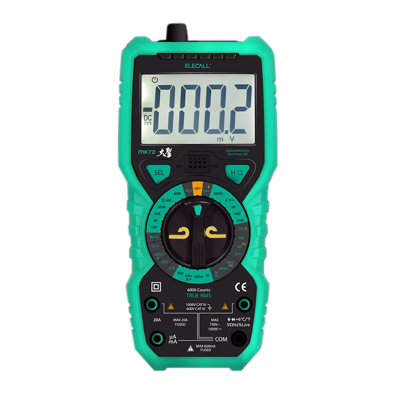 

Elecall MK72 High - Precision True RMS Digital Multimeter Handheld Multimeter With Temperature Capacitance LCD Backlight UK