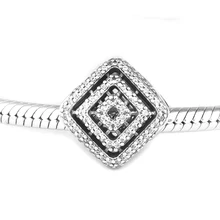 DIY бусины для изготовления ювелирных изделий из стерлингового серебра-ювелирные изделия Геометрические линии шарик подвеска с прозрачными кубическими цирконами Серебро 925 Berloque Perles женщины