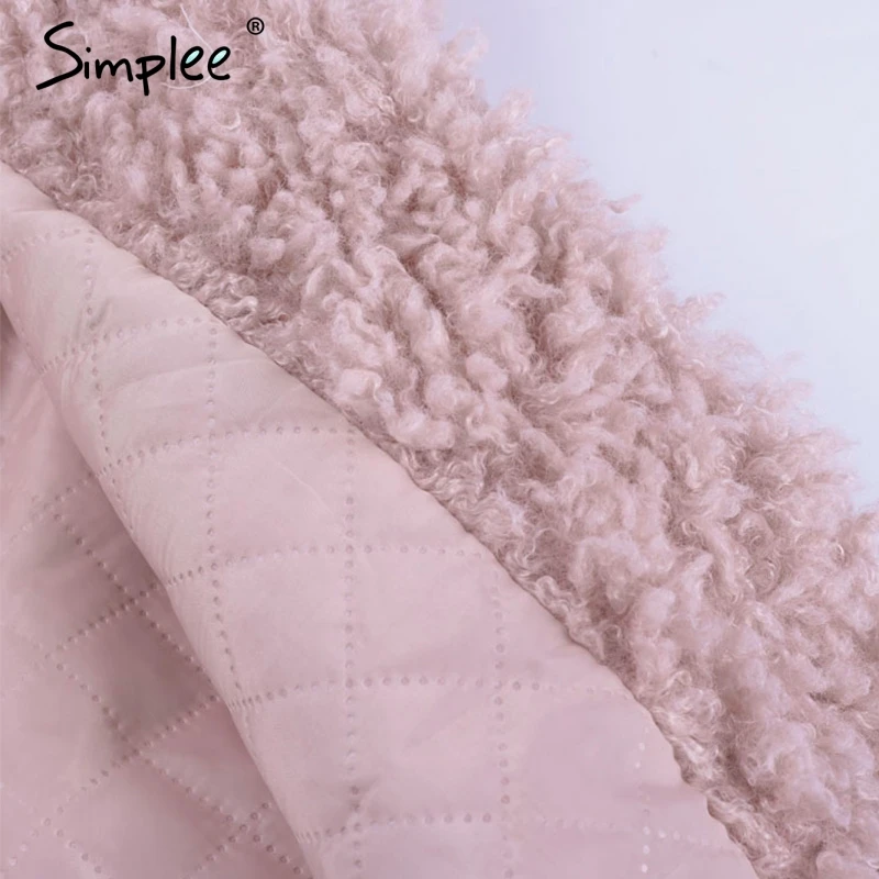 Розовая женская шуба Simplee модное теплое длинное пальто из искусственного меха
