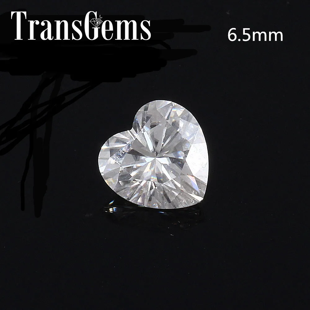 

TransGems 1 Carat 6.5mm F Color Heart Shape Lab Grown Moissanite Diamond Loose Stone as Real Diamond