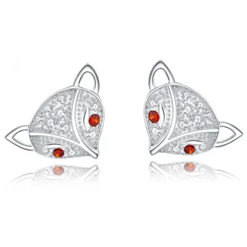 

Silver Earring Fashion Jewelry New Design Lovely Fox 925 Sterling Silver Stud Earrings for Women Wholesale Gift Hot Sell