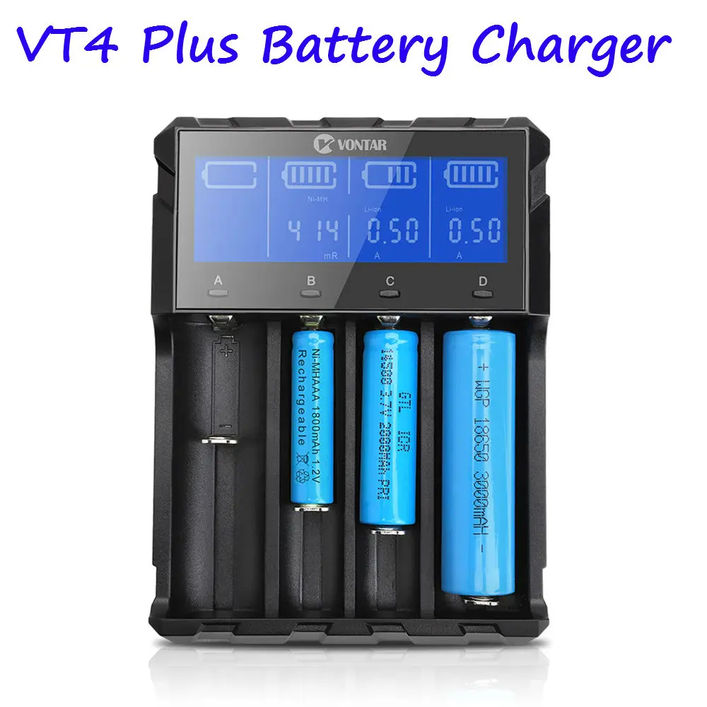 

Smart Battery Charger Support Quick charge With LCD Display 12V 24V For LI-ion NiMH Ni-CD AA AAA AAAA 26650 14500 22650 18650
