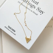 Качественное ожерелье из стерлингового серебра 925 пробы, треугольные Подвески золотого цвета, простое Трендовое ожерелье нового дизайна, модное индивидуальное ювелирное изделие