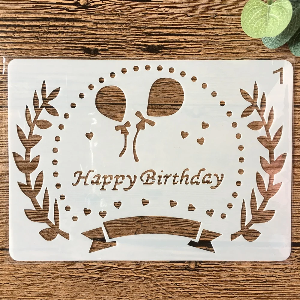 New 18cm Happy Birthday Balloon DIY Layering Stencils Painting Scrapbook Coloring Embossing Album Decorative Paper Card Template | Дом и сад