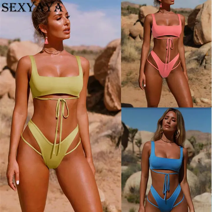 

2018 Bikinis Women Sexy hollow Out Swimwear Swimsuit Bathing Suit Women high waist Bikini Set Dropshiping Beach Wear Monoki