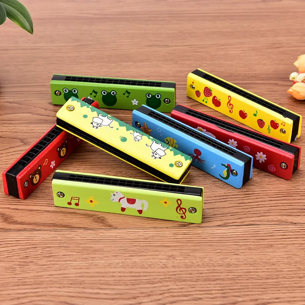 Новая распродажа мультяшная Раскрашенная деревянная гармоника детские музыкальные Обучающие музыкальные игрушки инструмент случайный цвет