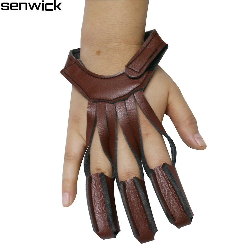 Archery Glove Buck Brown Leather Glove with Finger Protection Archery Glove 