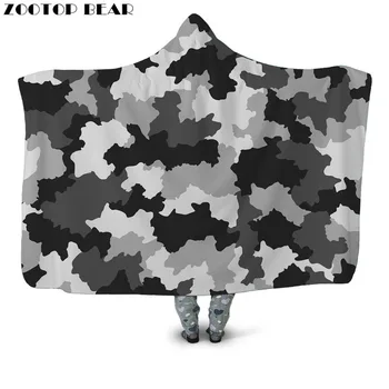 

Fleece Throw Hooded Blanket Soft Camouflage 3D Printed Home Hot Sell Fashion Adult Office Quilts Bedding Travel Bedroom Wearable