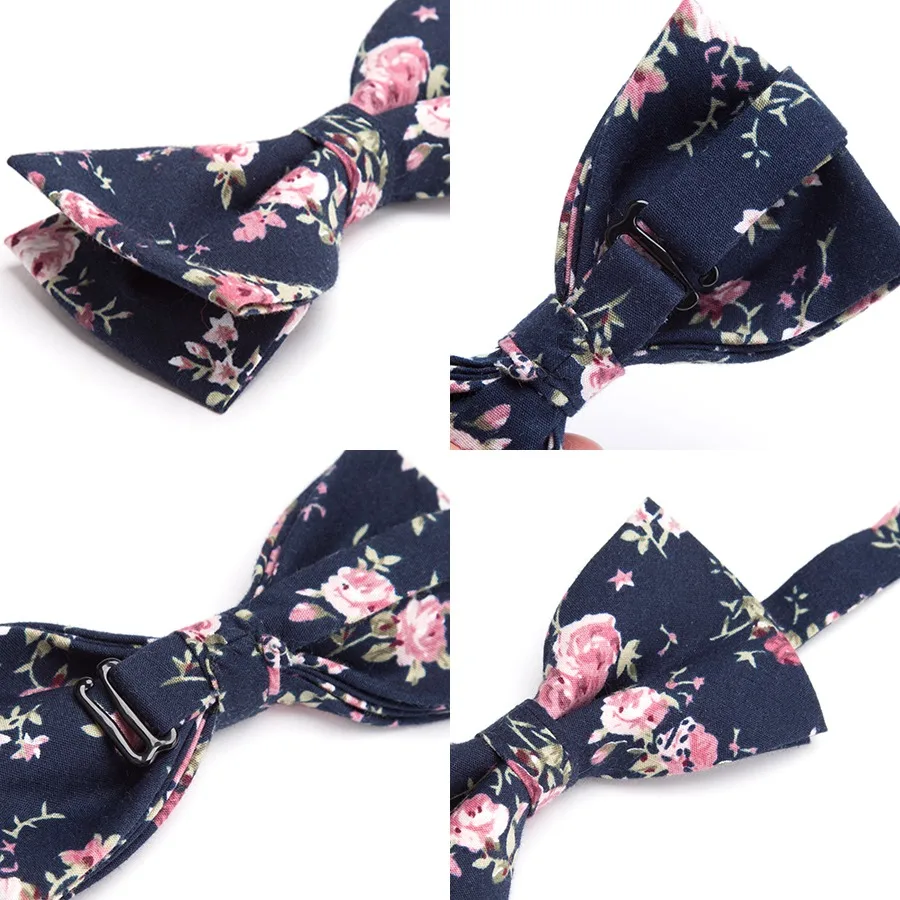 Mens bow tie cotton printing bowtie Rose floral wedding Parties necktie