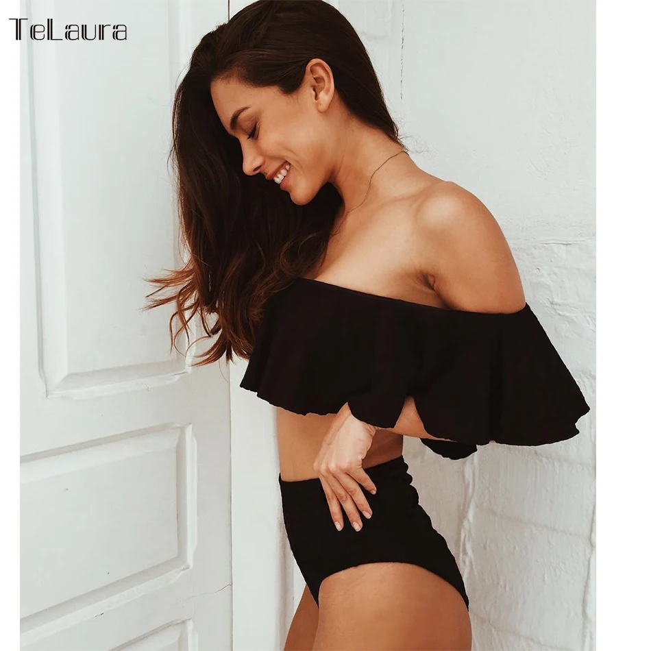 2018 Sexy High Waist Bikini Swimwear Women Swimsuit Push Up Ruffle Off Shoulder Swimsuit Female Beachwear Biquini Bathing Suit 2018 Sexy High Waist Bikini Swimwear Women Swimsuit Push Up Ruffle Off Shoulder Swimsuit Female Beachwear Biquini Bathing Suit