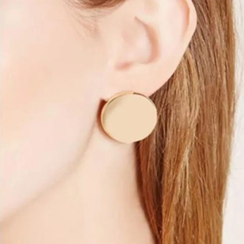 

Fashion Round Metal Earrings for Women Gold-color Cute Geometric Ear Stud Piece brinco aros korean earing bijoux femme e0127