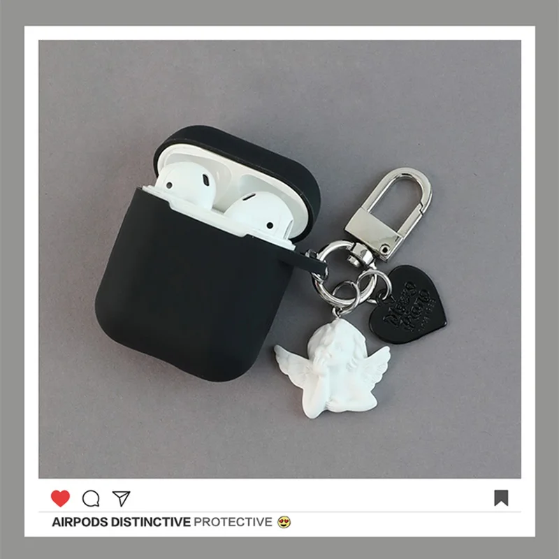 Милый маленький ангел кулон силиконовый чехол для Apple Airpods аксессуары Bluetooth наушники защитный чехол сердце кольцо для ключей