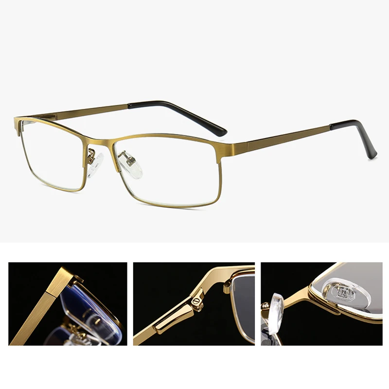 Elbru Для мужчин синяя пленка смолы очки для чтения Для женщин металла с плоскими стеклами и половинной рамкой дальнозоркости очки 1,5 2,0 2,5 3,0 3,5 4,0 диоптрий для мужчин
