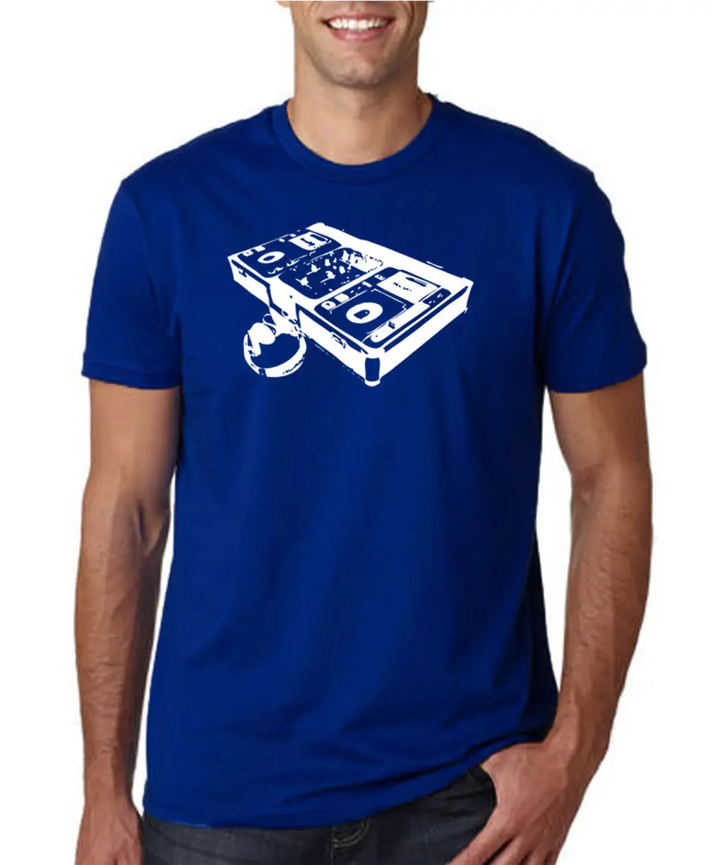 Print T Shirts DJ ROYAL BLUE MENS T SHIRT TURNTABLES MUSIC