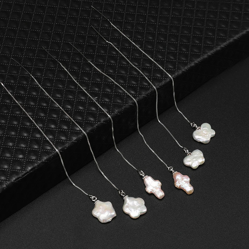 

Shuangsheng fashion hanging earrings 925 silver natural flowers cross butterfly pearl long earrings simple luxury jewelry