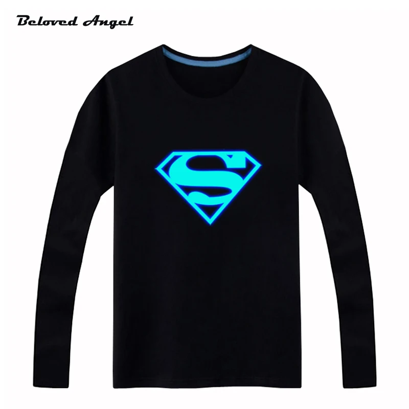 

Height 100-160cm Luminous Long Sleeve T-Shirt For Boys T Shirt Batman Christmas Teen Girl Tops Teenage Toddler Boy Tshirts
