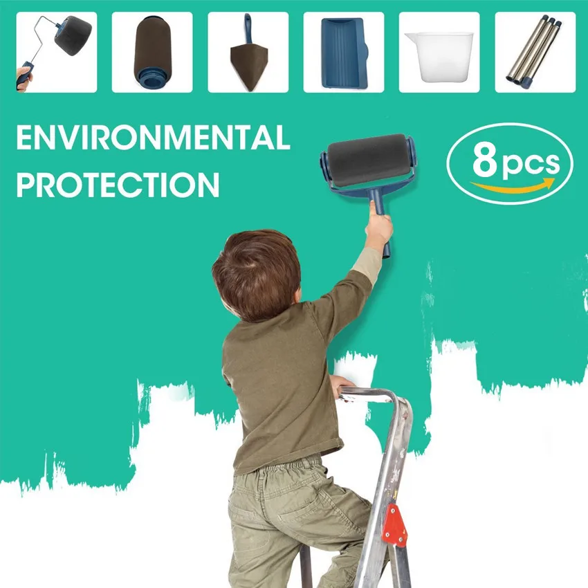 

Multifunctional Household Use Wall Decorative Seamless Paint Roller Brush Handle DIY Home Office Wall Runner Paint Tools Set
