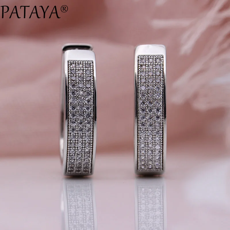 Серьги PATAYA круглые овальные серьги с большим кольцом белые золотые женские