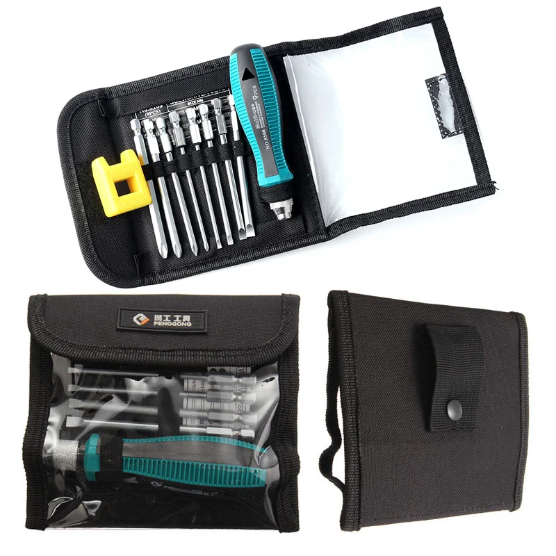 HOEN 9pcs/set Phillips/Slotted Precision Screwdriver Set Magnetic Screwdrivers Kit PENGGONG 1/4 '' Multi-Bit Repair Hand Tools |