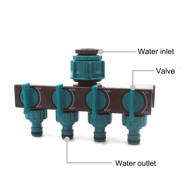 

European Standard 4-way Water Hose Connectors 1/2"-3/4"-1" Hose Splitters Irrigation Adapter Female Thread Tap Connectors