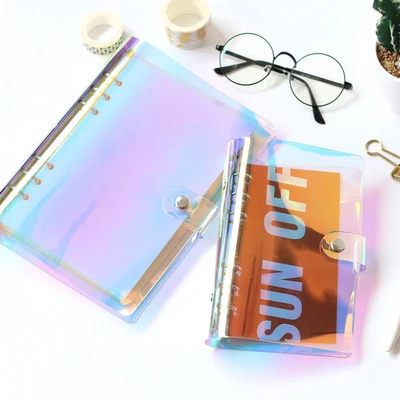 Bling ПВХ лазерная оболочка сетка ноутбук лист спираль A5/A6 Note Book с пустыми