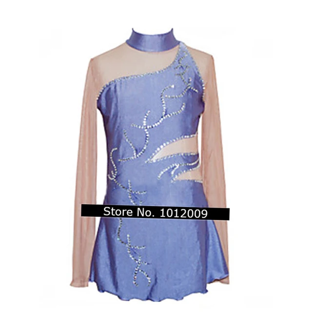 Cheap Customized Costume Ice Skating Figure Skating Dress Gymnastics Purple Adult Child Girl Skirt Competition Rhinestone