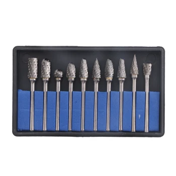 

10pcs 1/8" Shank Tungsten Carbide Rotary Point Burr Die Grinder Carving Bit Set