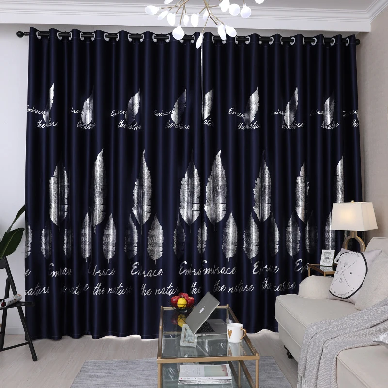 Luxury Gold Shiny Silver Leaf Blackout Curtain for Bedroom  Home Décor {Black, Brown, Blue, Pink, Green}