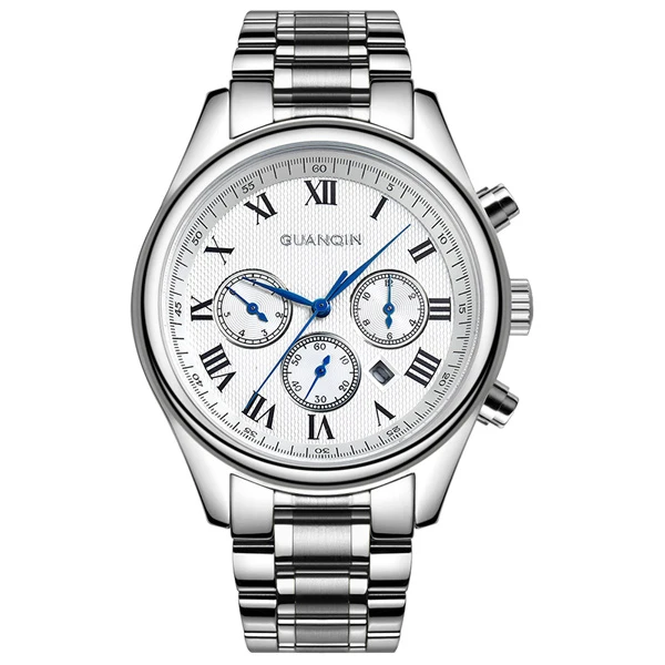 

GUANQIN GQ25 Luxury Brand Watches Men Fashion & Casual Pin Buckle Stainless Steel Watches Sapphire Crystal Quartz Men's