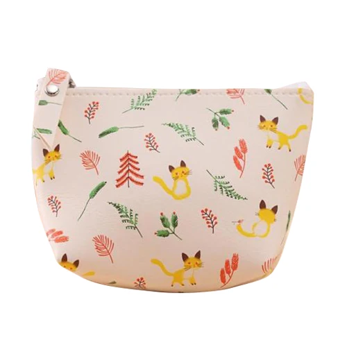 

Women Girls Cute Zip Leather Coin Purse Wallet Bag Change Pouch Key Card Holder, Beige Cats