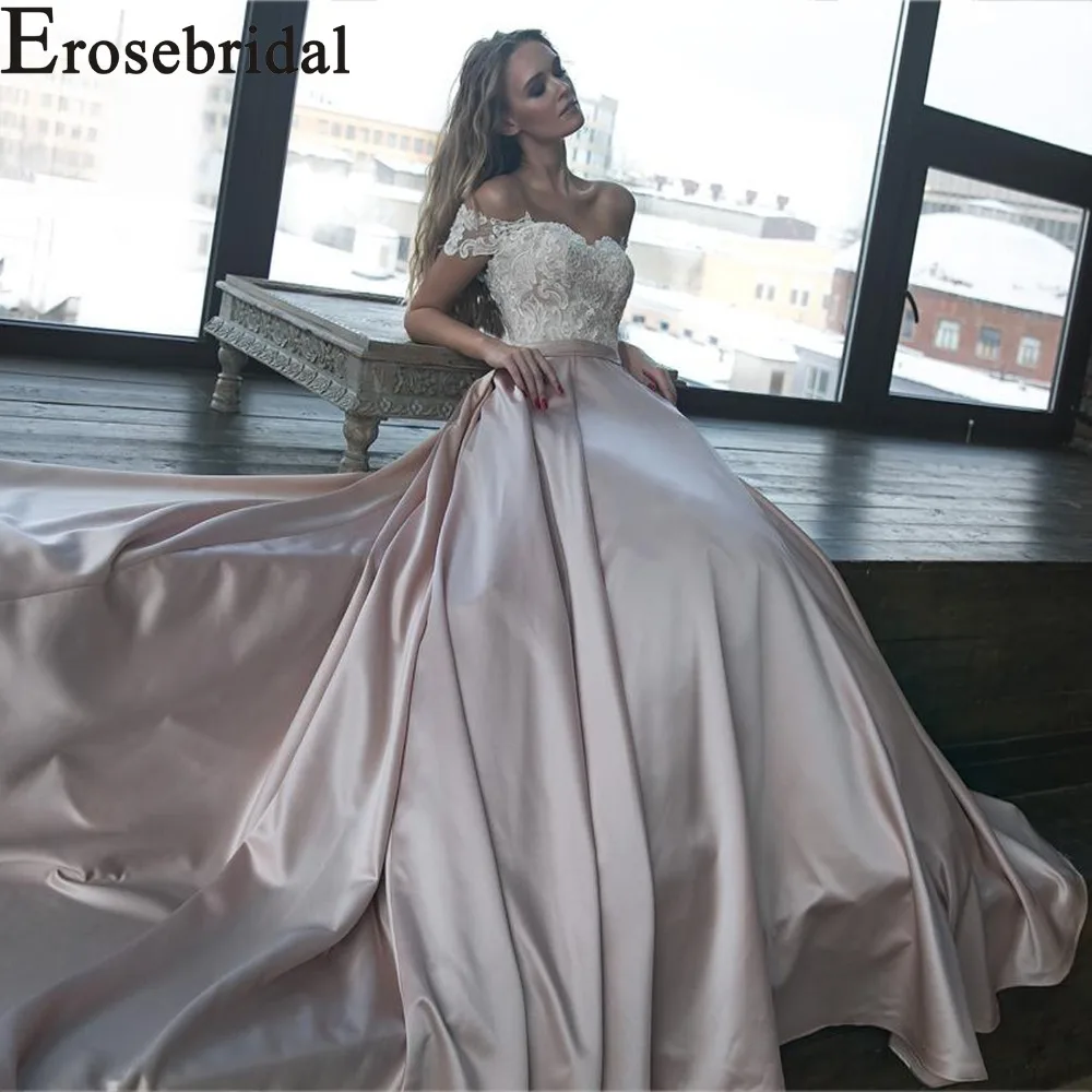 Erosebridal свадебное платье цвет смешивания дизайн с длинным часовым шлейфом сатейн свадебное изготовление на заказ плюс размер