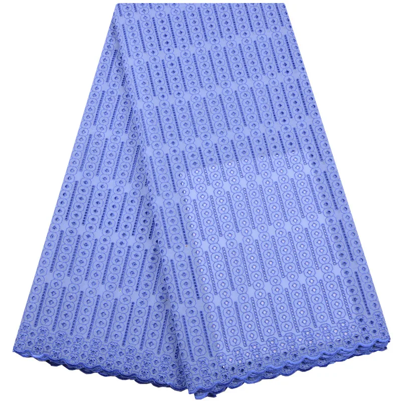 

High Quality Swiss Voile Lace In Switzerland Sky Blue African Dry Cotton Lace Fabric 2019 Nigerian Swiss Lace With Stones S1287