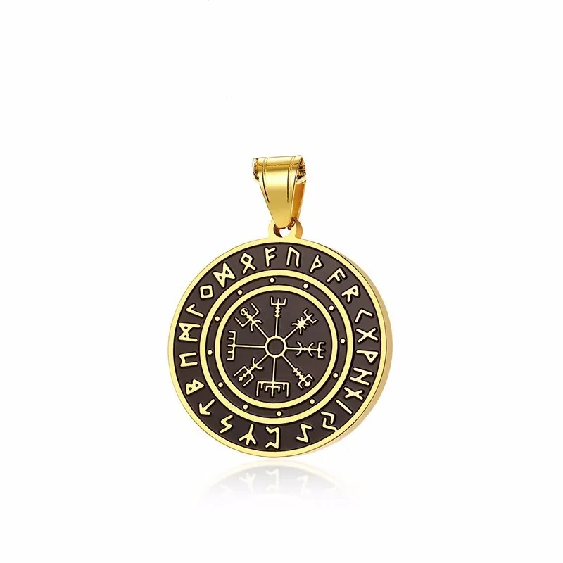 VEGVISIR с руническим кругом ожерелье для мужчин нержавеющая сталь Викинг ювелирные изделия с 24 дюймов - Окраска металла: pendant