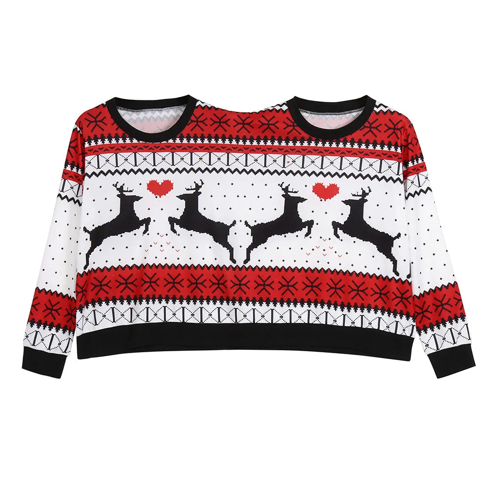 Рождественский свитер для женщин и мужчин, Рождественский свитер для двух человек, Санта Клаус, олень рождественское парные пуловеры, новинка, Рождественский свитер, Топ#38