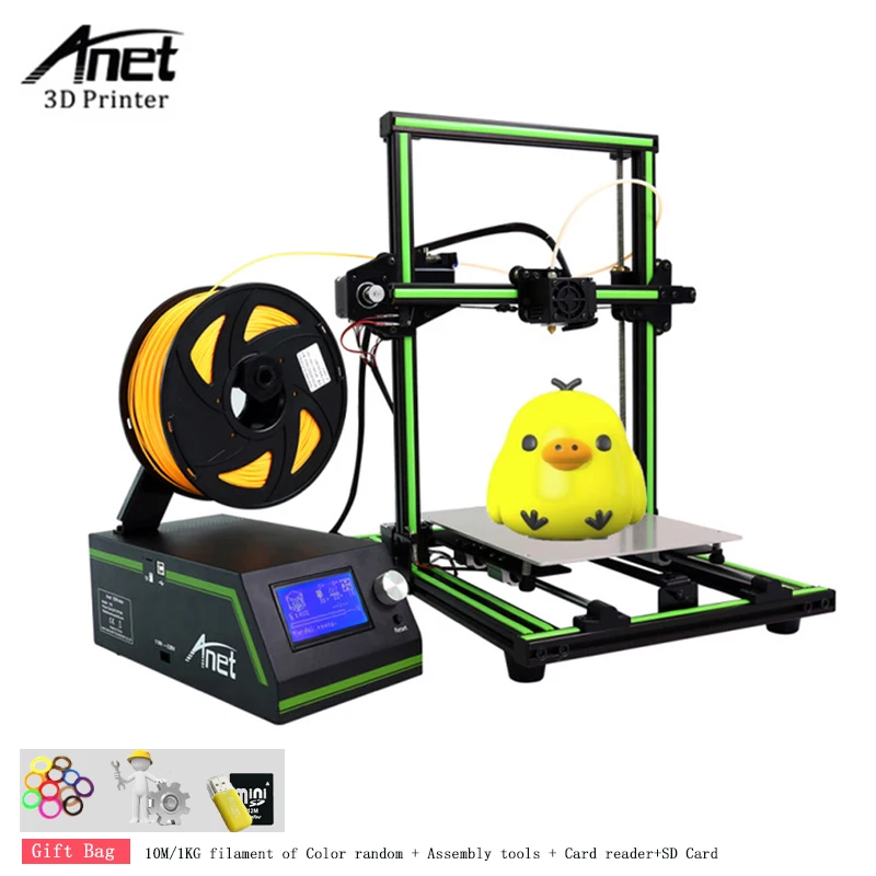 Anet E10 3D принтер высокой точности DIY наборы impressora 3d Плюс Размер Reprap i3 с sd-картой 10 м/1
