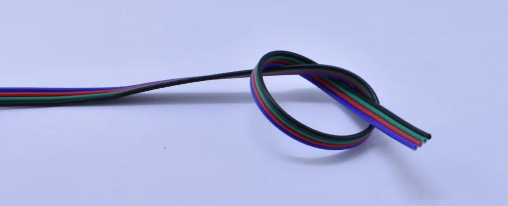 RGB светодиодный провод 4pin 22 AWG ПВХ удлинитель RGB+ черный провод кабель использовать для SMD3528 5050 RGB светодиодные полосы света