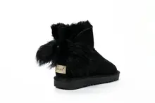 

LUKLUKS fashion sheepskin leather Ankle butterfly winther women snow boots