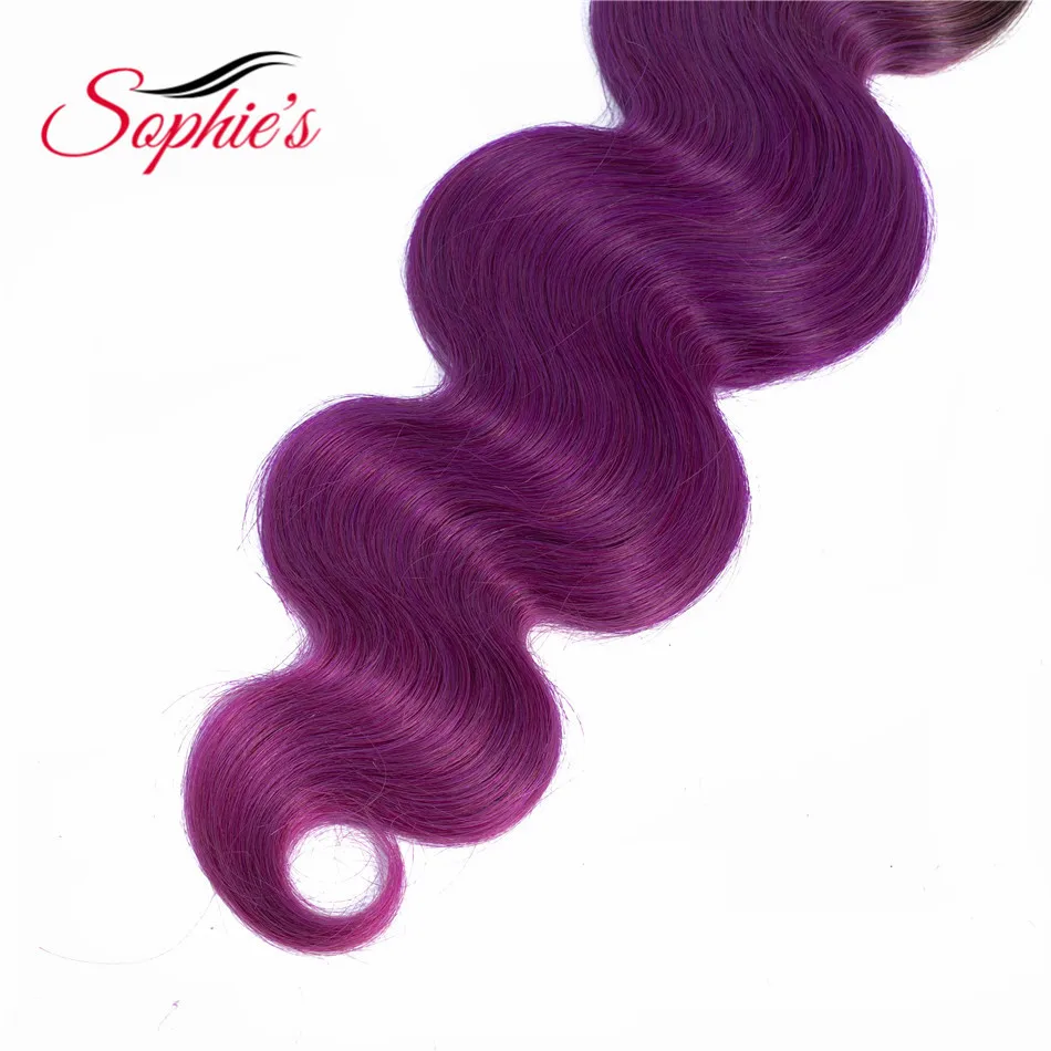 Sophie's Pre-colored Ombre T1B/Purple Color 1 Bundles Hair Malaysian Human Hair Non-Remy Body Wave Hair Sew In Hair Extensions
