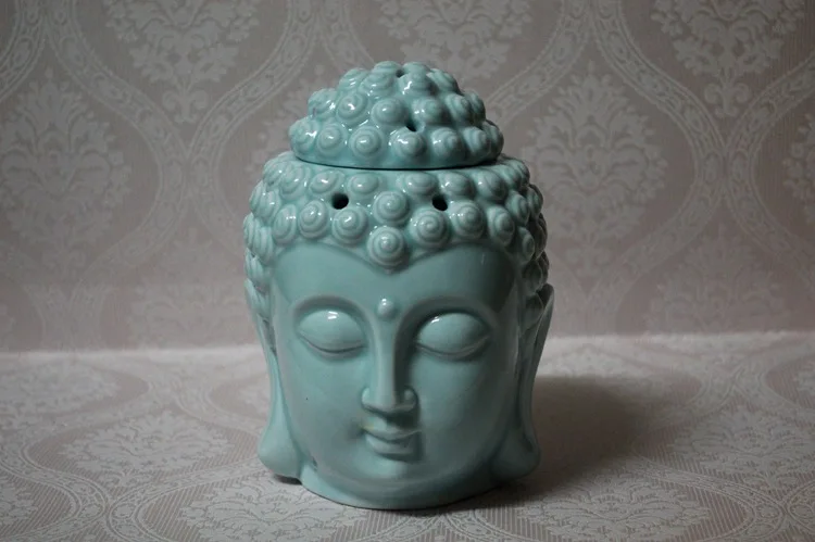 VILEAD 14,5 см керамический тайский будда голова статуэтки Ароматерапия Свеча с эфирным маслом ладан горелка креативное украшение для дома